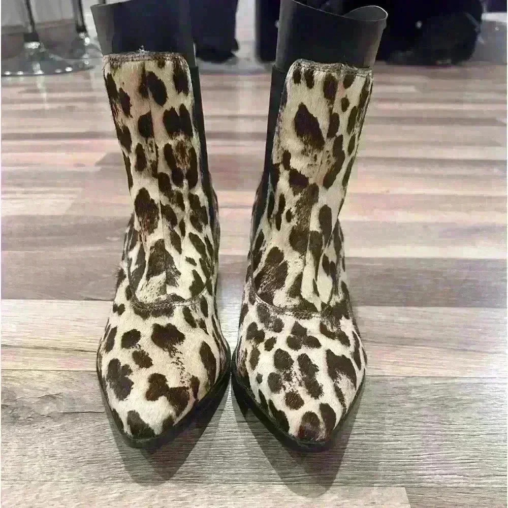 Matisse Anthropologie Golden Gate Calf Hair Boots in Snow Leopard - Picture 5 of 11